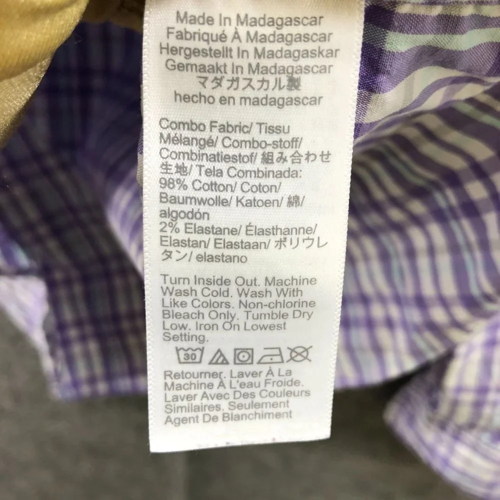 J. Crew Slim Untucked Long Sleeve Shirt Mens M‎ Purple White Plaid Flex Stretch